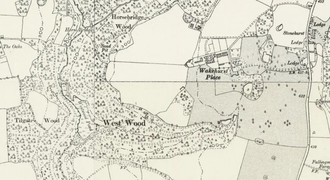 A map from the late 1800s © RBG Kew A detailed map showing the Wakehurst landscape and surrounding areas. © RBG Kew