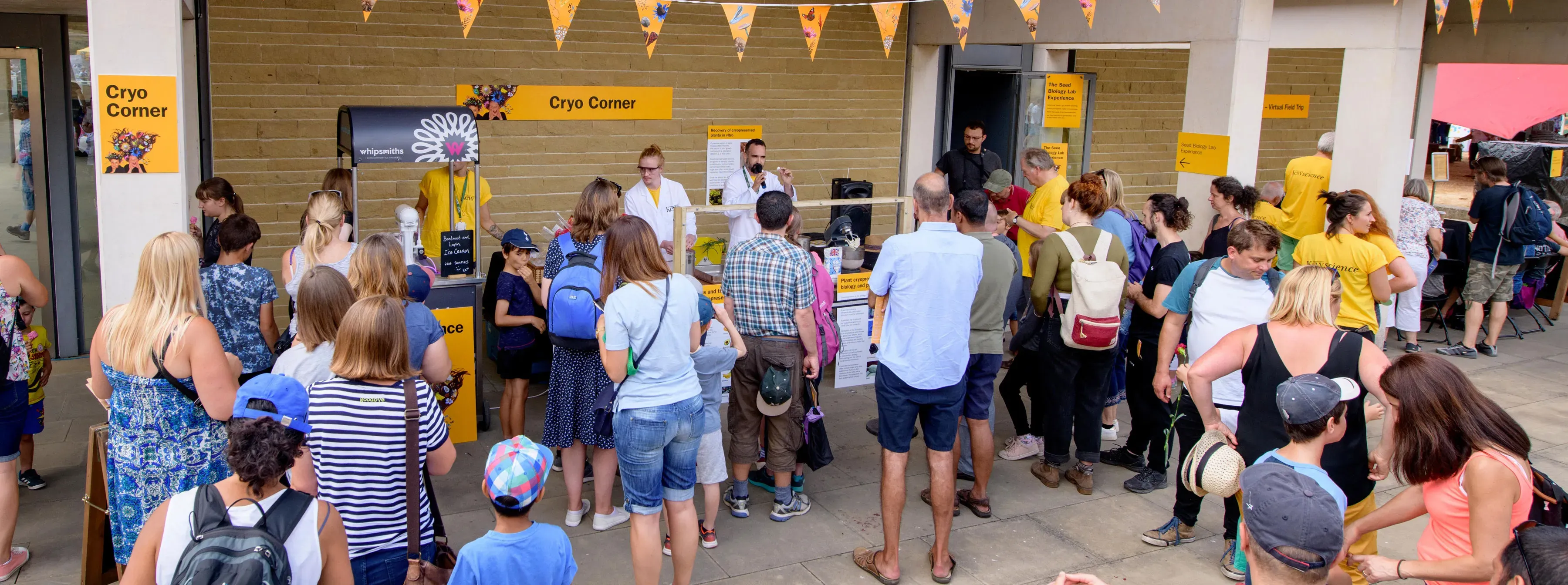 The Kew Science Festival Crowd standing around Cryo corner at Kew Science festival