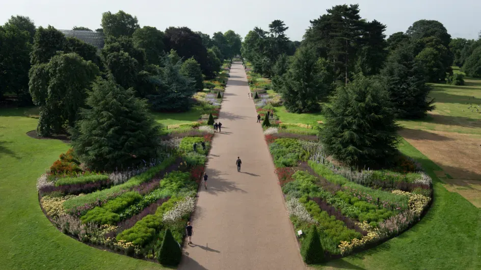 Aerial view of the Great Broad Walk Borders © RBG Kew