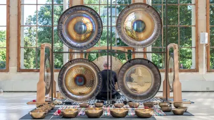 Sound bath taking place in the Nash Conservatory Sound bath taking place in the Nash Conservatory
