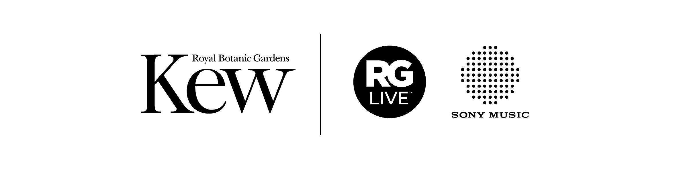 Kew, RG live and Sony Music logos Kew, RG live and Sony Music logos