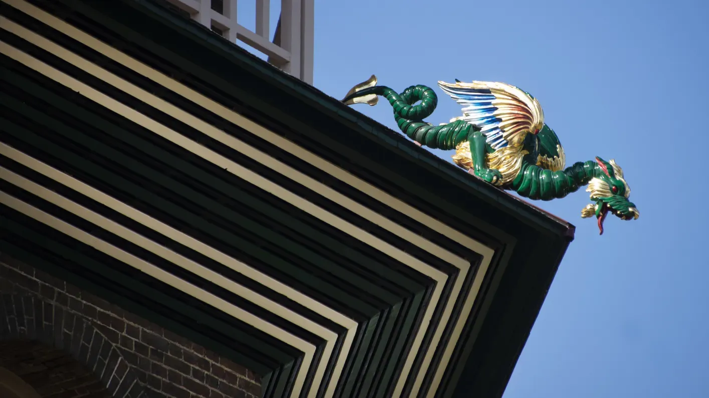 Dragon on the restored Pagoda